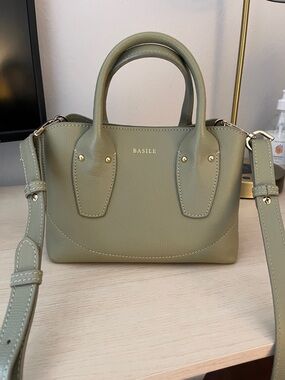 Basile (Maison Rinceau) Green Mini Rosa Top Handle / Crossbody Bag